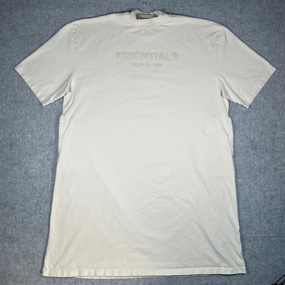Fear of God Essentials Tops - Fear of God Essentials T-Shirt Dress Womens XL Cream Tan Logo pockets